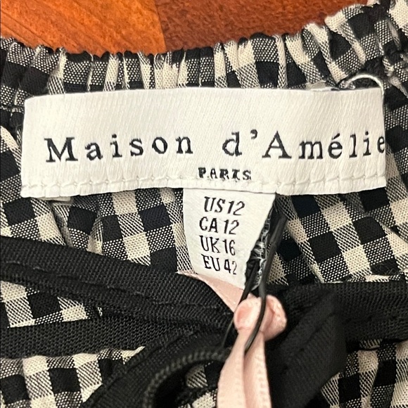 Anthropologie Maison d’ Amelie Black and White Gingham Ruffle Crop Top NWT - Picture 4 of 6